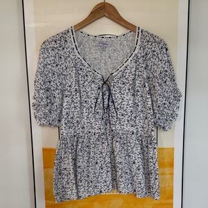 Polagram Navy and White Floral Blouse
